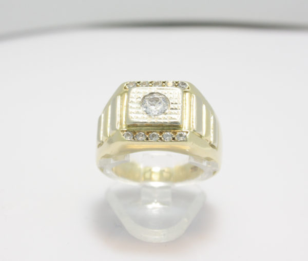 Bi-color gouden heren ring met zirkonia