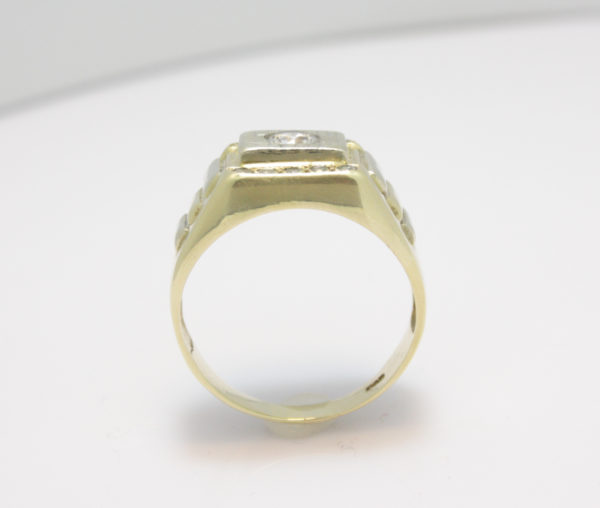 Bi-color gouden heren ring met zirkonia