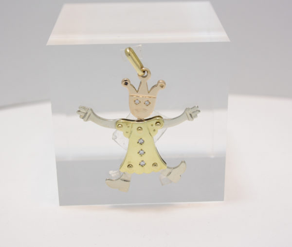 Tri-color gouden clown hanger met diamant