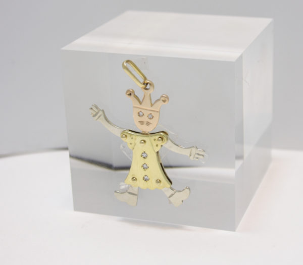 Tri-color gouden clown hanger met diamant