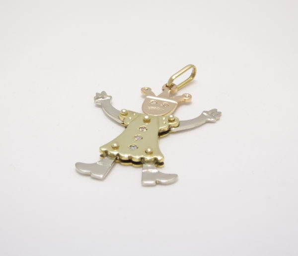 Tri-color gouden clown hanger met diamant