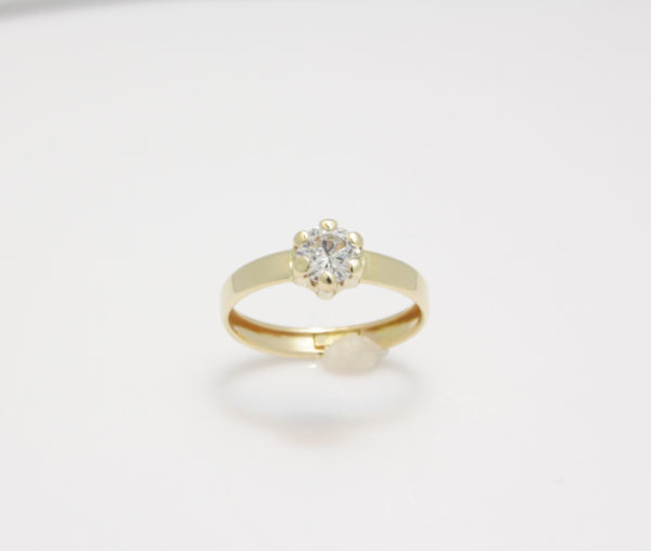 Gouden solitair ring met zirkonia