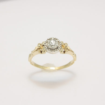 Gouden art deco vintage solitair ring met diamant
