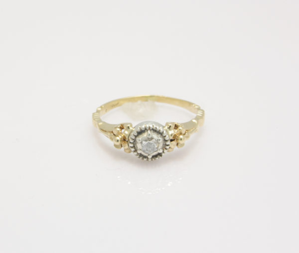 Gouden art deco vintage solitair ring met diamant