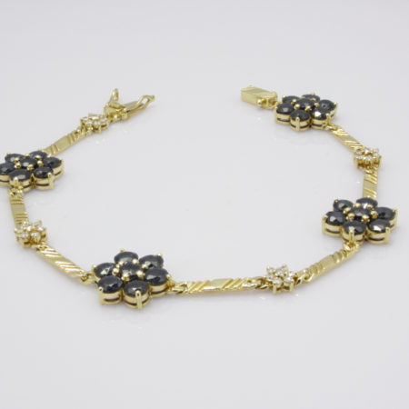 Gouden vintage armband met diamant en saffier