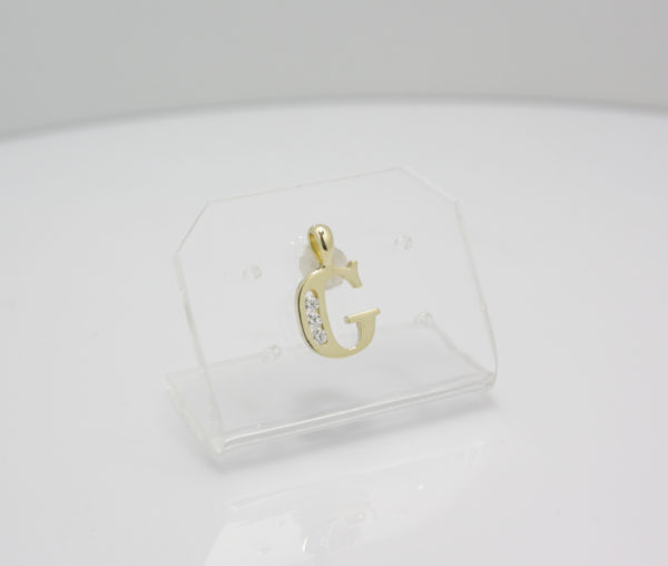 Gouden hanger letter G met zirkonia