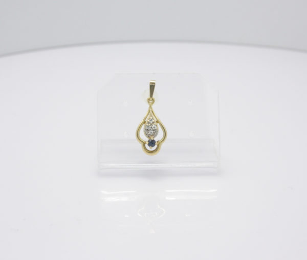 Gouden vintage hanger met saffier en diamant