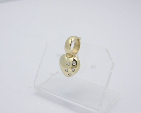 Gouden hanger hart met diamant