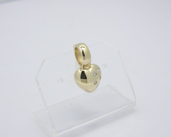 Gouden hanger hart met diamant