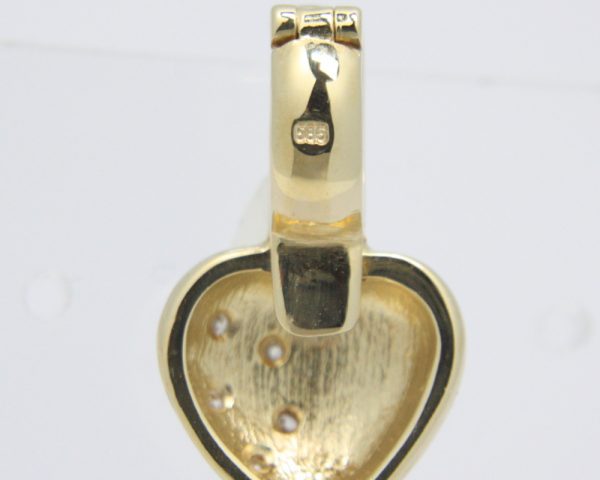 Gouden hanger hart met diamant